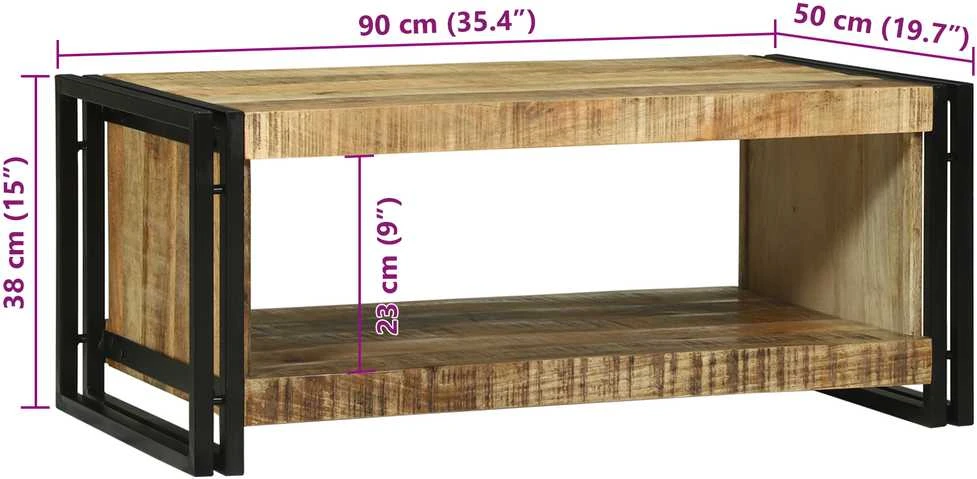 Kavos staliukas Ruda 90 x 50 x 38 cm Kietas mango medis