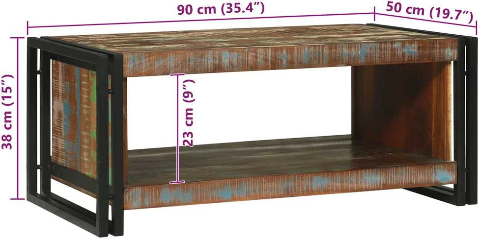 Kavos staliukas 90 x 50 x 38 cm Kietas atkurtas medis