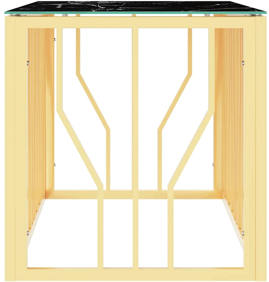 Kavos staliukas, auksinis, 110x45x45cm, plienas ir stiklas
