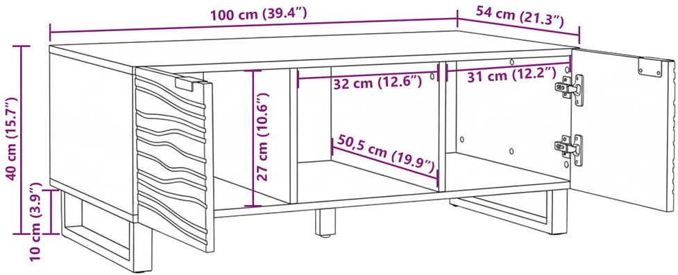 Kavos staliukas Balta 100 x 54 x 40 cm Apdirbta mediena