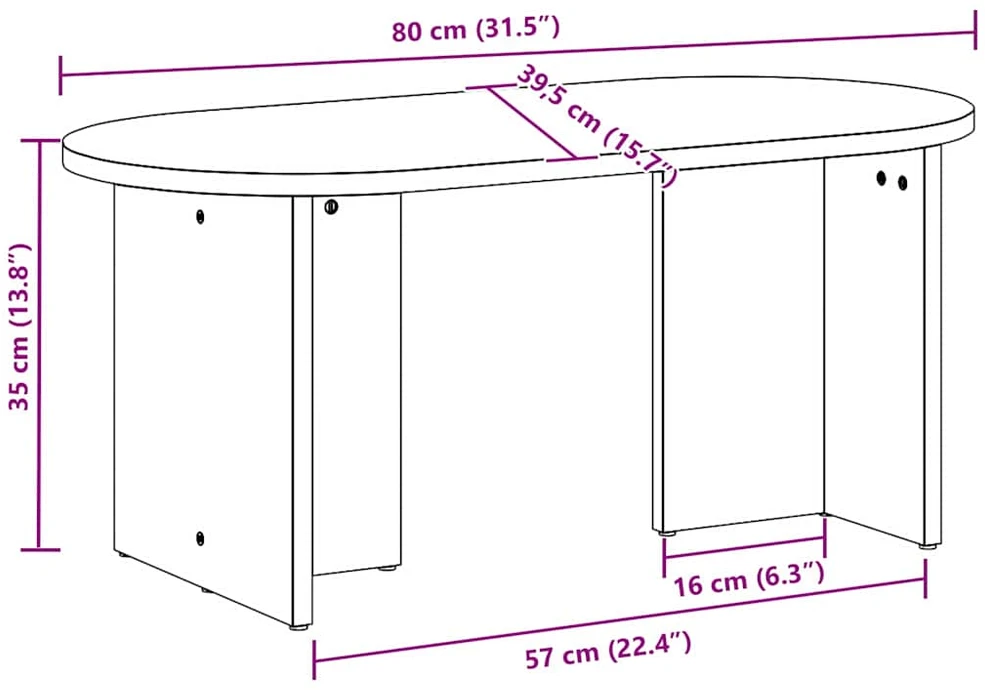 Kavos staliukas Balta 80 x 39,5 x 35 cm Pušies medienos masyvas