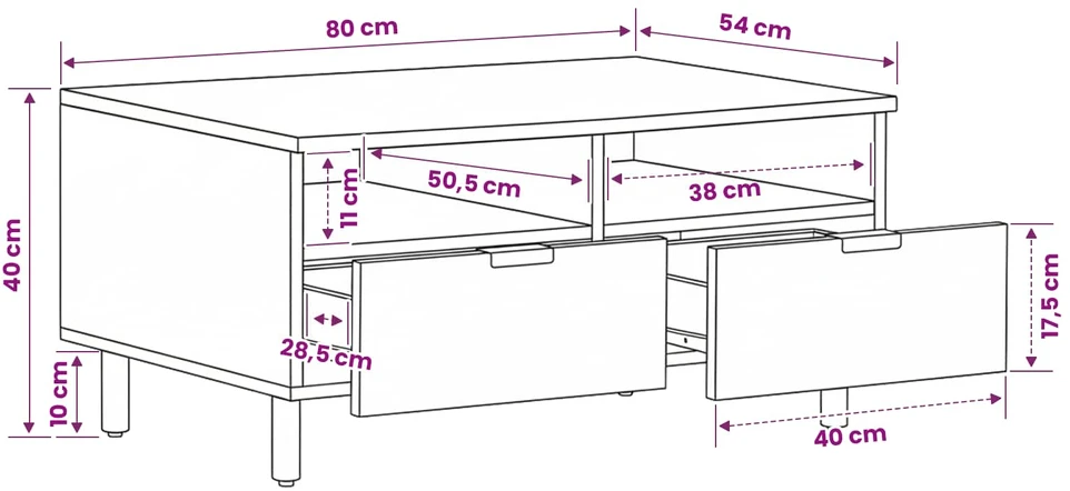 Kavos staliukas Balta 80 x 54 x 40 cm Kietas mango medis