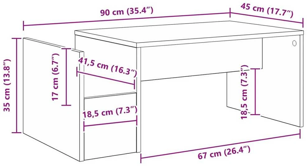 Kavos staliukas Balta 90 x 45 x 35 cm Apdirbta mediena