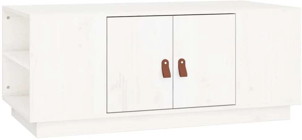 Kavos staliukas, baltas, 100x50x41cm, pušies medienos masyvas