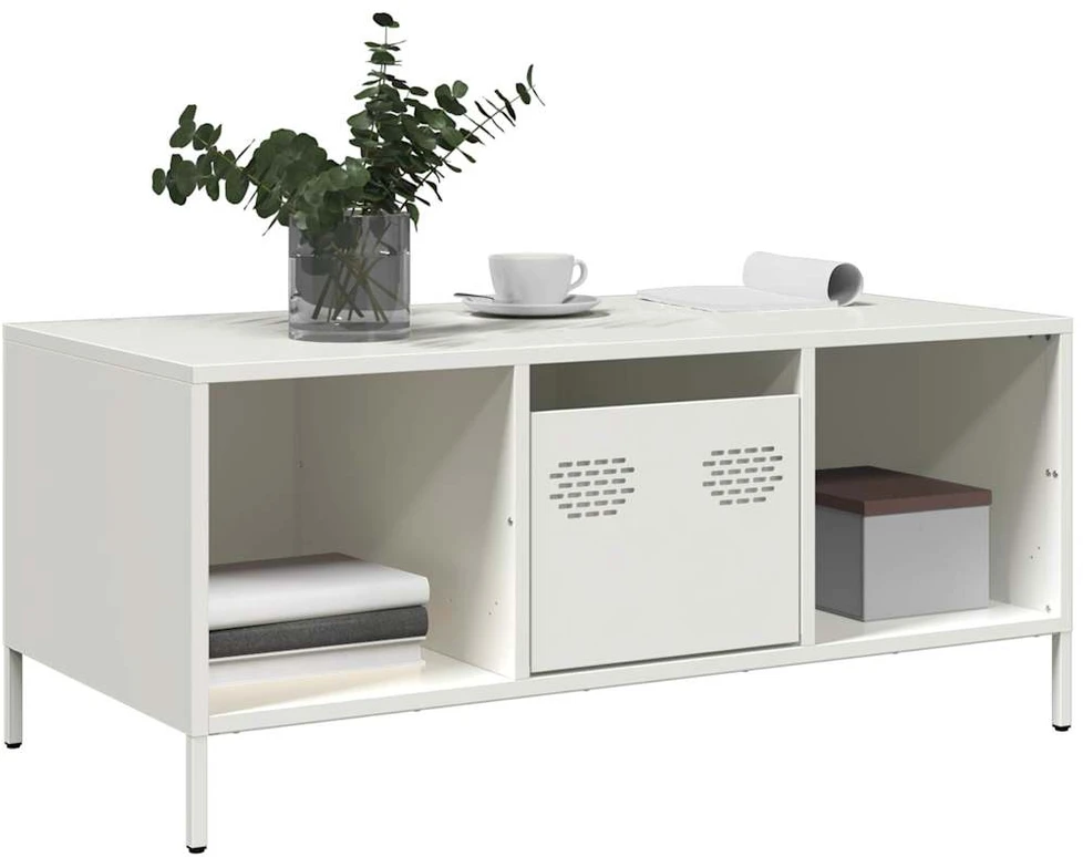 kavos staliukas baltas 101,5x50x43,5cm šaltai valcuotas plienas