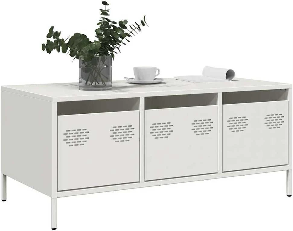 kavos staliukas baltas 101,5x50x43,5cm šaltai valcuotas plienas
