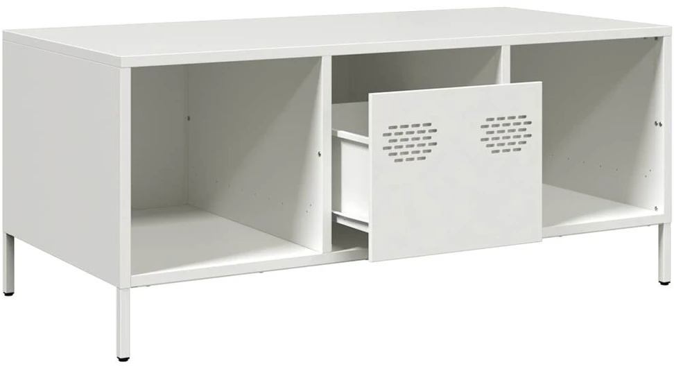 kavos staliukas baltas 101,5x50x43,5cm šaltai valcuotas plienas