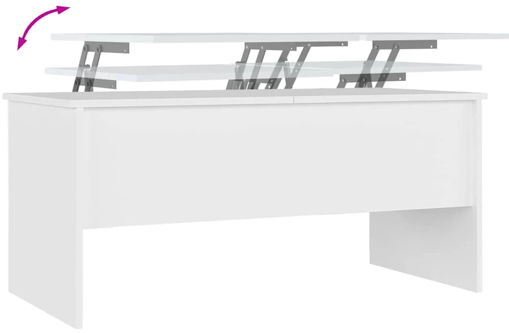 Kavos staliukas, baltas, 102x50,5x46,5cm, apdirbta mediena