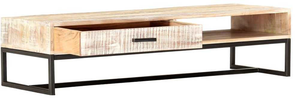 Kavos staliukas, baltas, 117x50x30cm, akacijos medienos masyvas