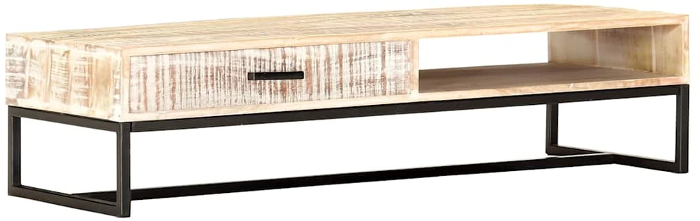 Kavos staliukas, baltas, 117x50x30cm, akacijos medienos masyvas