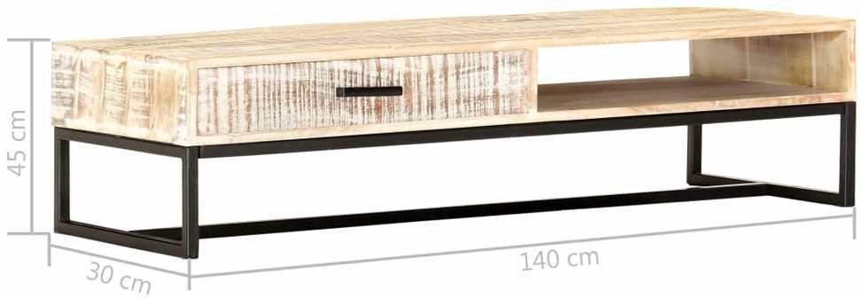 Kavos staliukas, baltas, 117x50x30cm, akacijos medienos masyvas
