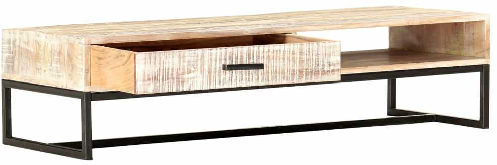 Kavos staliukas, baltas, 117x50x30cm, akacijos medienos masyvas