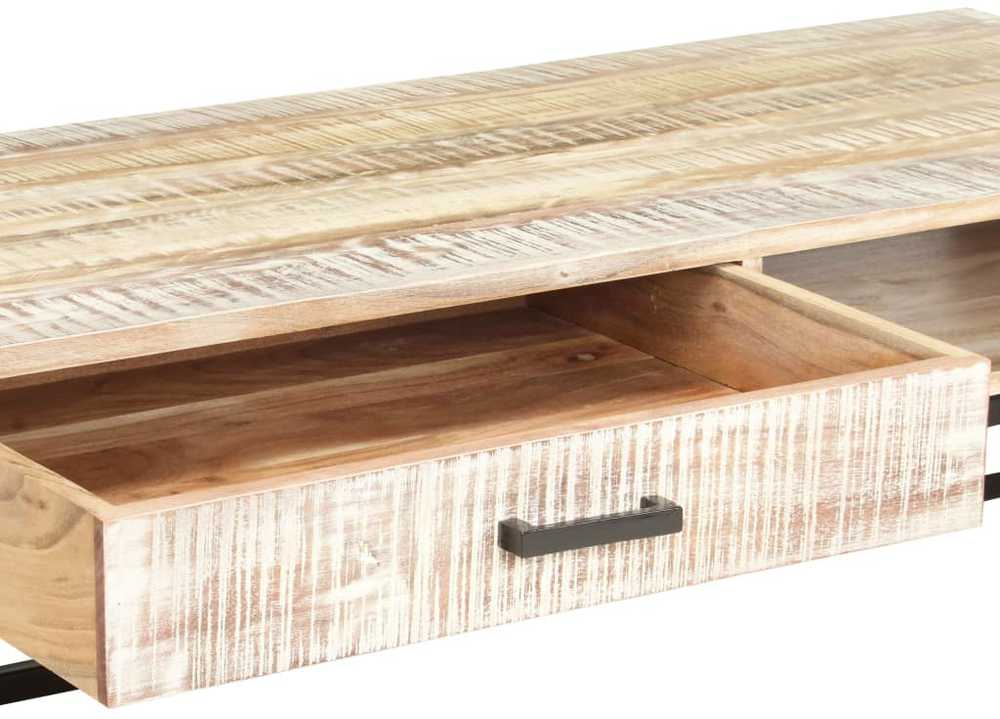 Kavos staliukas, baltas, 117x50x30cm, akacijos medienos masyvas