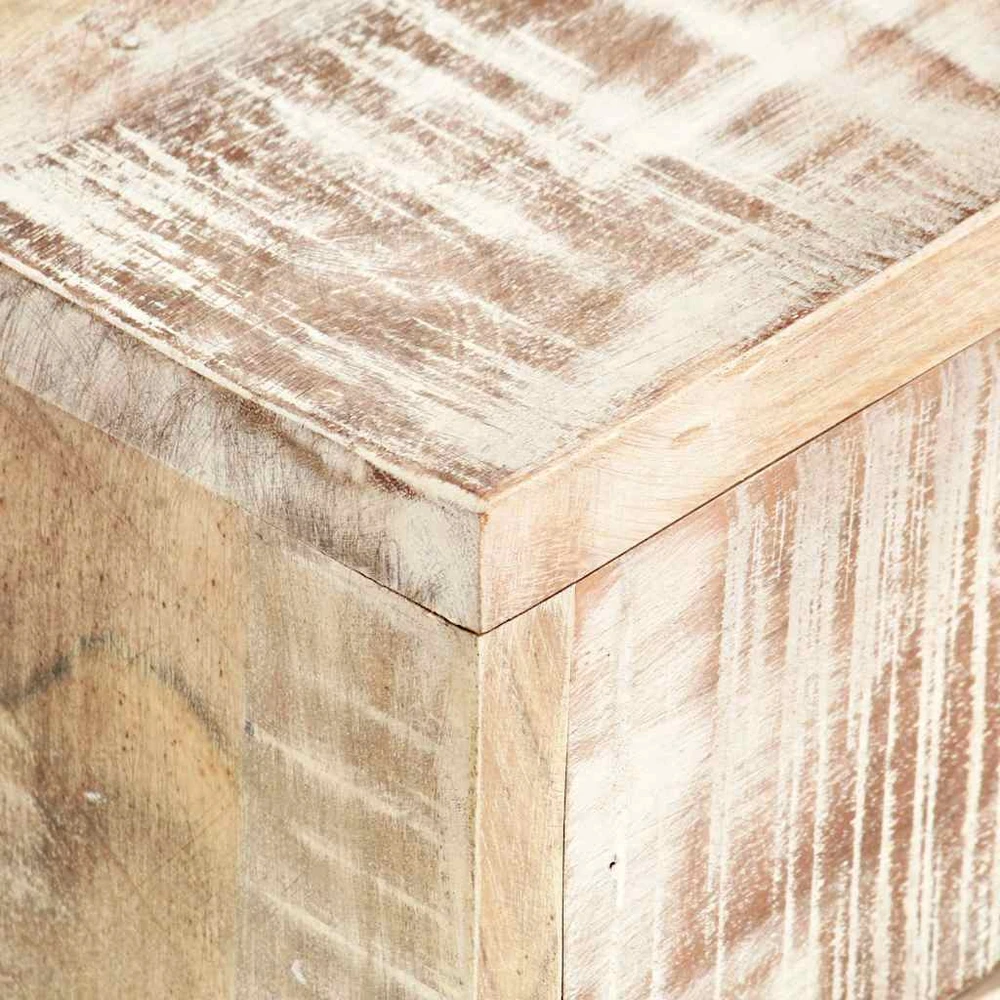 Kavos staliukas, baltas, 117x50x30cm, akacijos medienos masyvas
