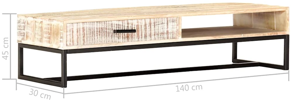 Kavos staliukas, baltas, 117x50x30cm, akacijos medienos masyvas