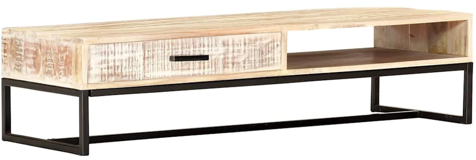 Kavos staliukas, baltas, 117x50x30cm, akacijos medienos masyvas