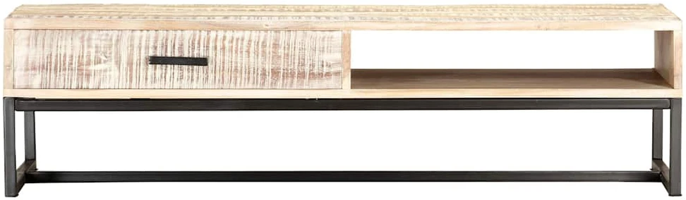 Kavos staliukas, baltas, 117x50x30cm, akacijos medienos masyvas