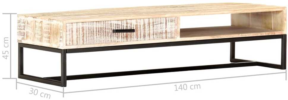 Kavos staliukas, baltas, 117x50x30cm, akacijos medienos masyvas