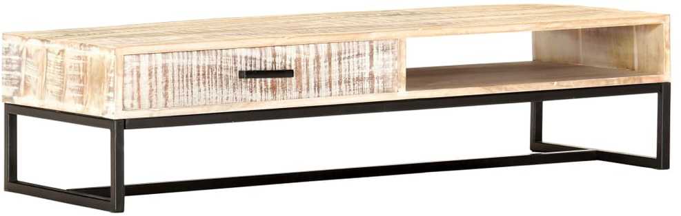 Kavos staliukas, baltas, 117x50x30cm, akacijos medienos masyvas