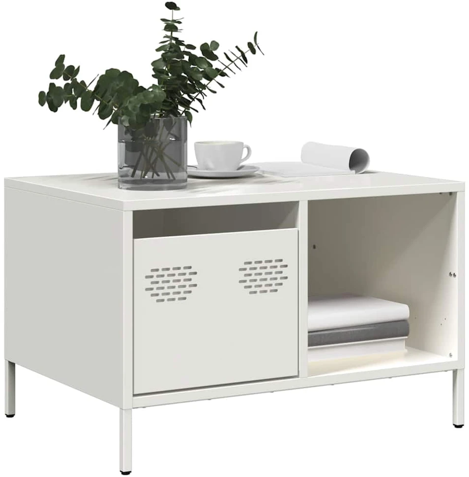 kavos staliukas baltas 68,5x50x43,5 cm šaltai valcuotas plienas