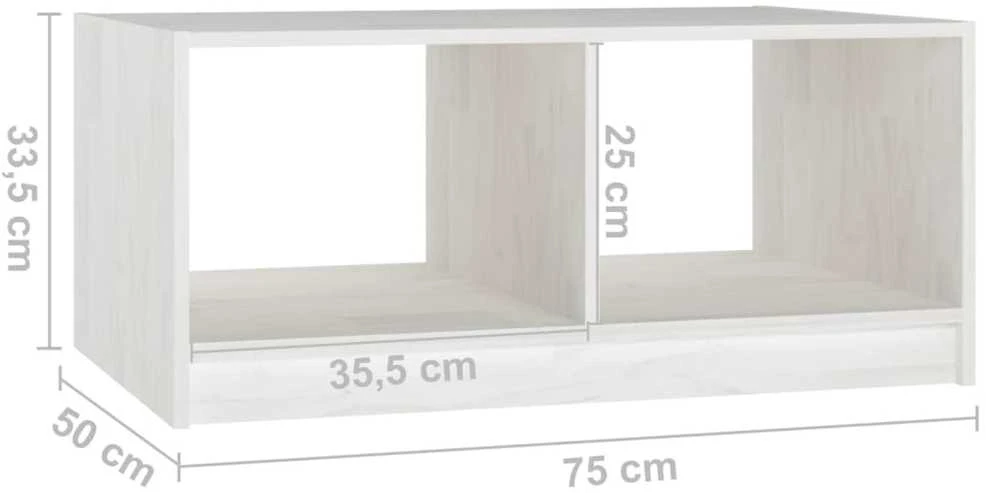Kavos staliukas, baltas, 75x50x33,5cm, pušies medienos masyvas