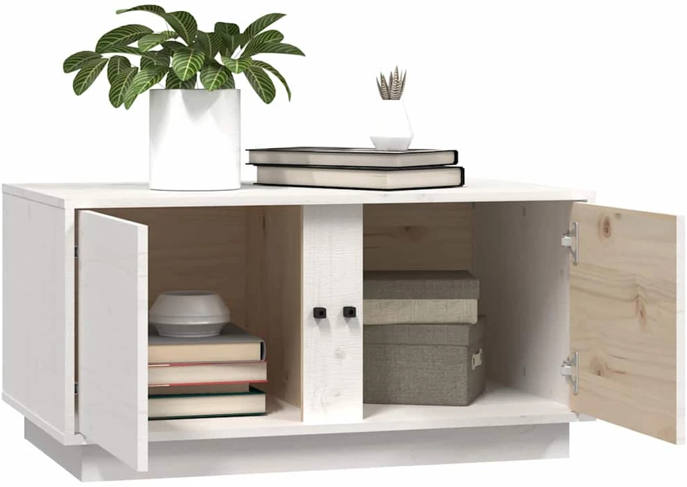 Kavos staliukas, baltas, 80x50x40cm, pušies medienos masyvas