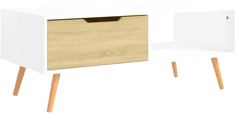 Kavos staliukas, baltos ir ąžuolo spalvos, 100x49,5x43cm, MDP