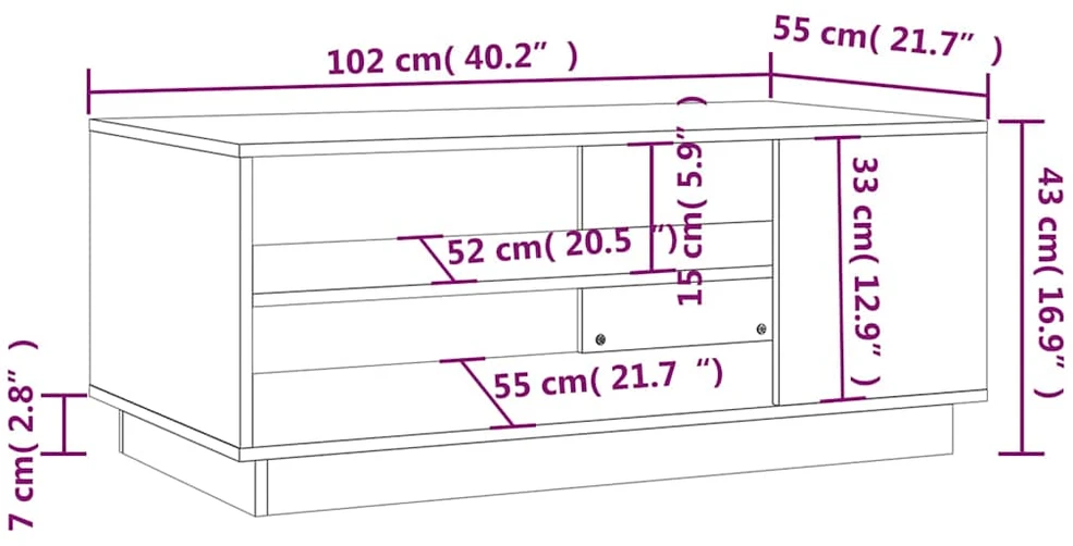 Kavos staliukas, baltos spalvos, 102x55x43cm, MDP