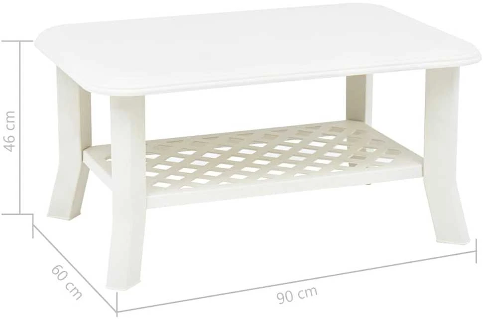 Kavos staliukas, baltos spalvos, 90x60x46cm, plastikas