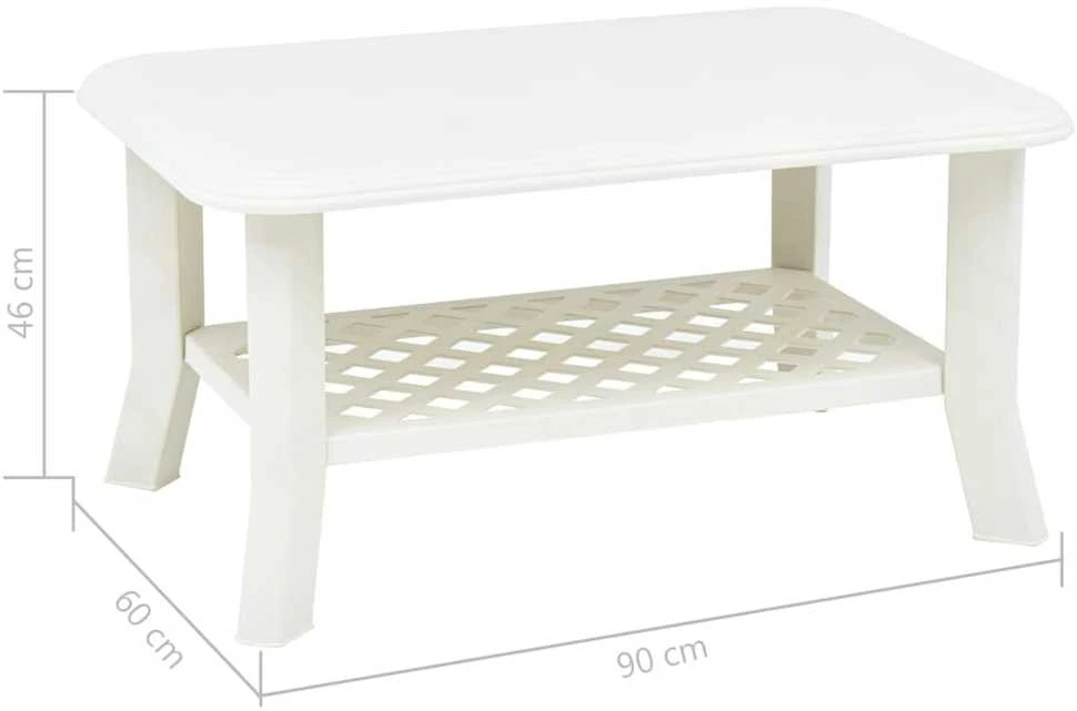 Kavos staliukas, baltos spalvos, 90x60x46cm, plastikas