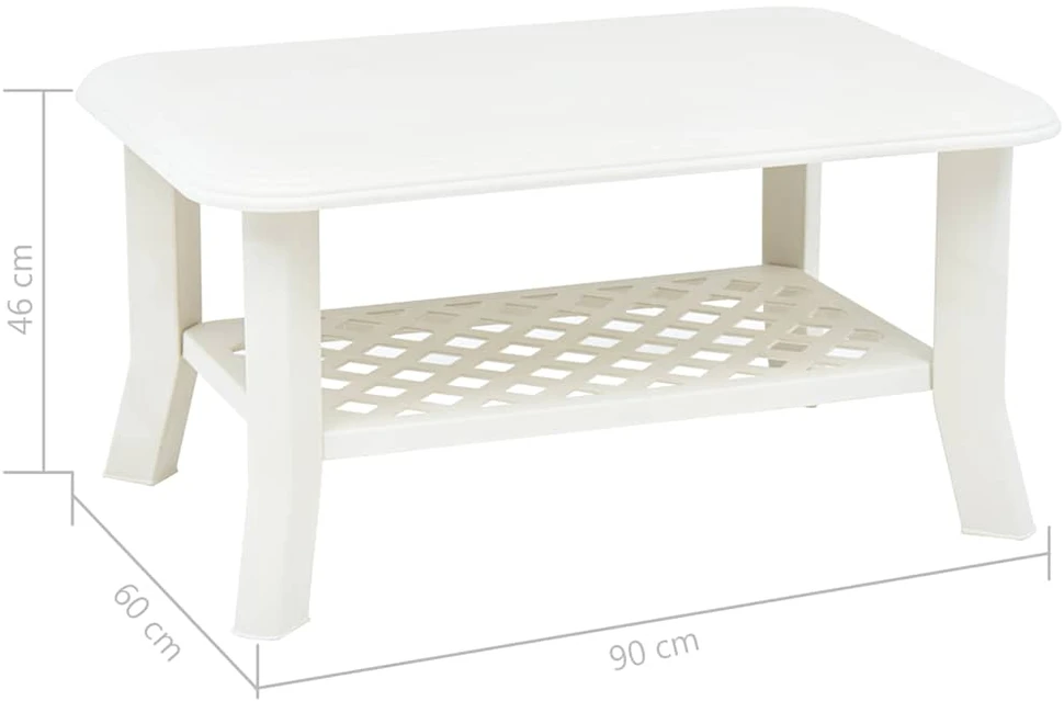 Kavos staliukas, baltos spalvos, 90x60x46cm, plastikas