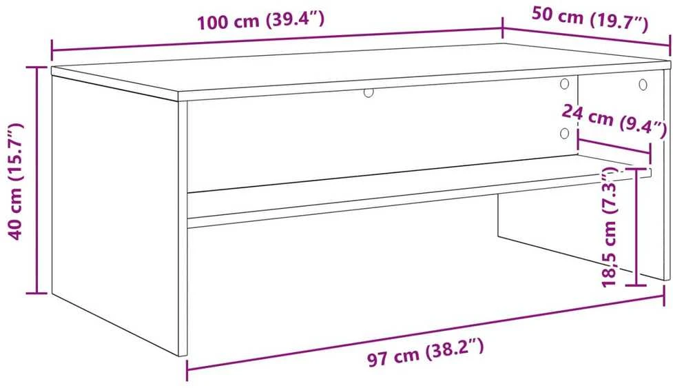 Kavos staliukas Betono pilka 100 x 50 x 40 cm Apdirbta mediena