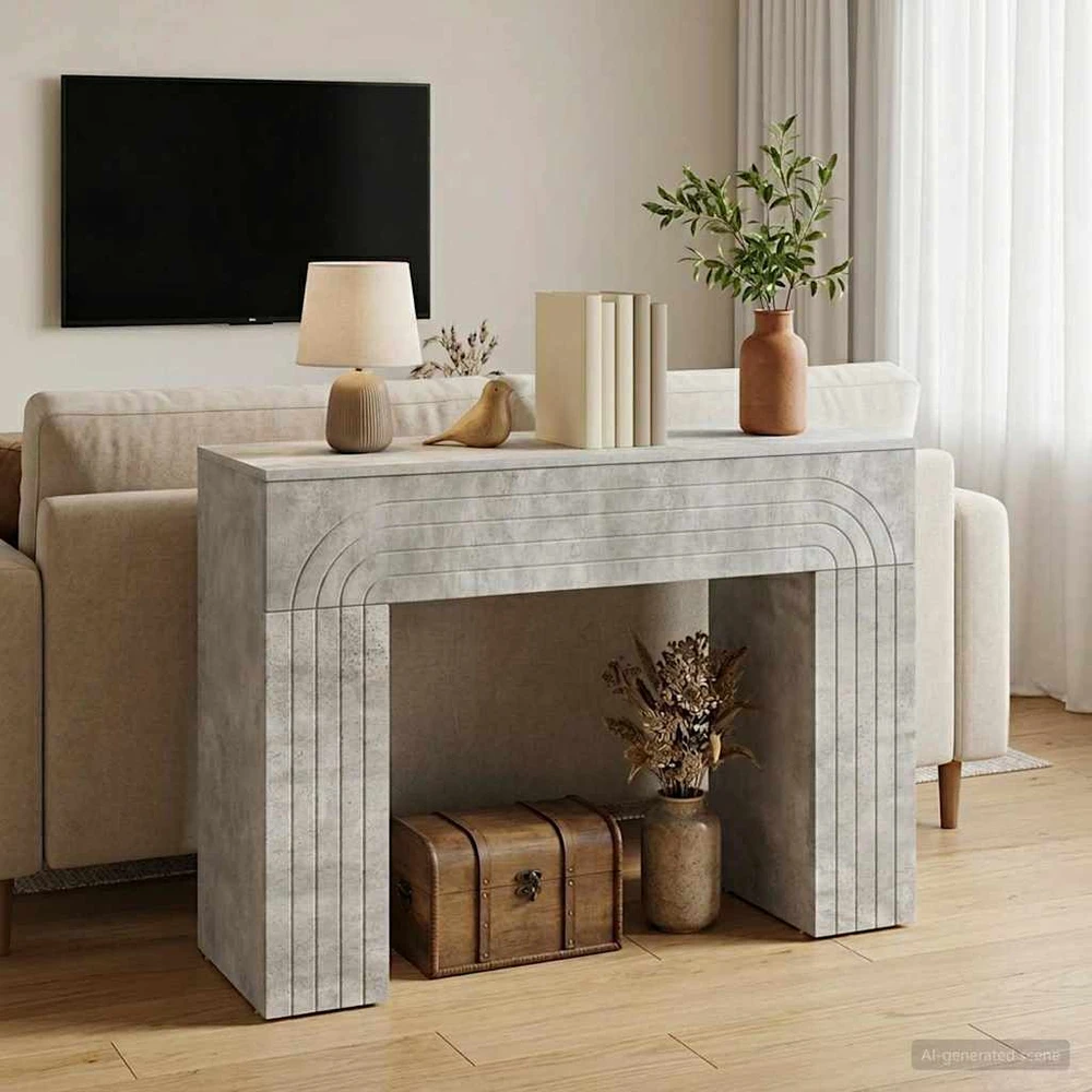 Kavos staliukas Betono pilka 102 x 35 x 75 cm Apdirbta mediena