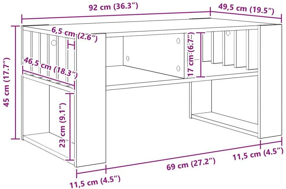 Kavos staliukas Betono pilka 92 x 49,5 x 45 cm Apdirbta mediena