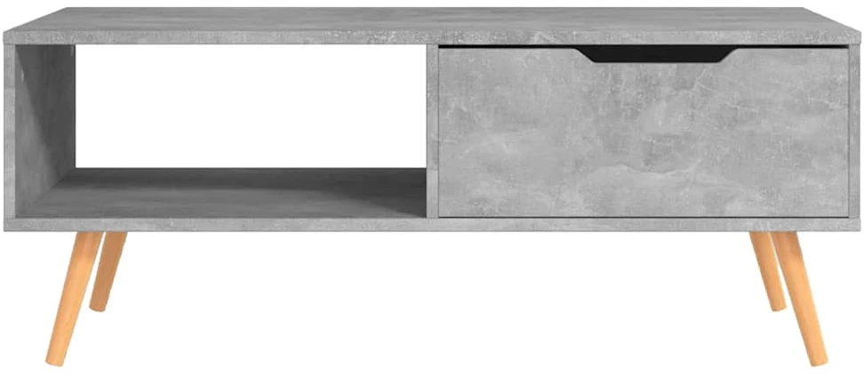 Kavos staliukas, betono pilkas, 100x49,5x43cm, apdirbta mediena