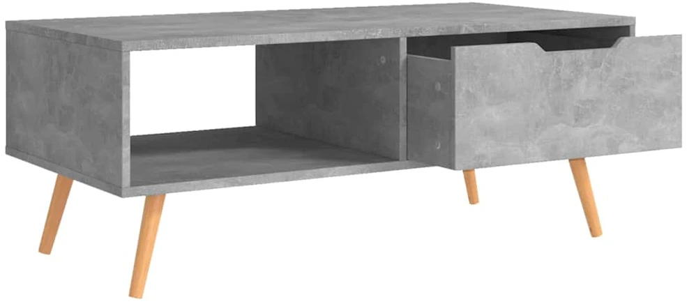Kavos staliukas, betono pilkas, 100x49,5x43cm, apdirbta mediena