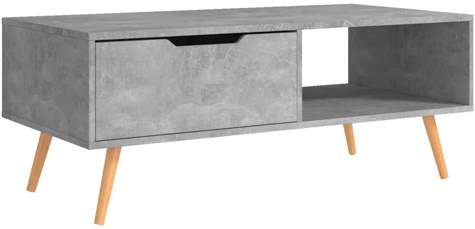Kavos staliukas, betono pilkas, 100x49,5x43cm, apdirbta mediena