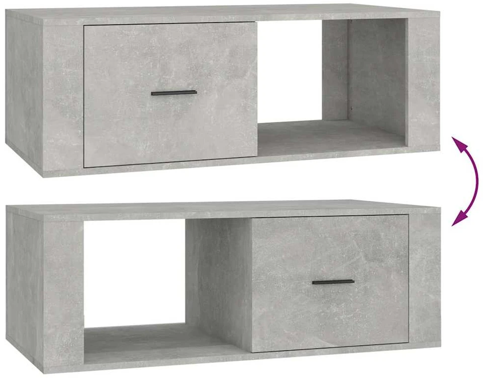 Kavos staliukas, betono pilkas, 100x50,5x35cm, apdirbta mediena
