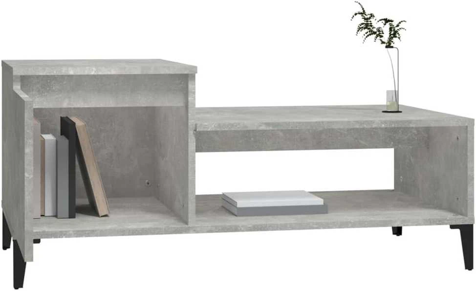 Kavos staliukas, betono pilkas, 100x50x45cm, apdirbta mediena