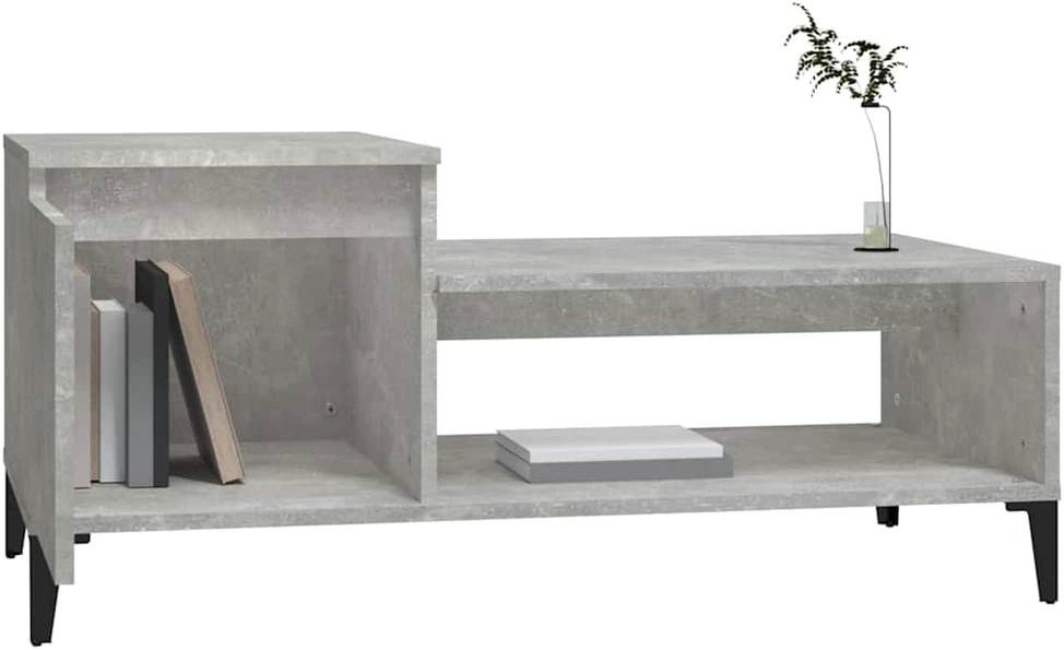 Kavos staliukas, betono pilkas, 100x50x45cm, apdirbta mediena