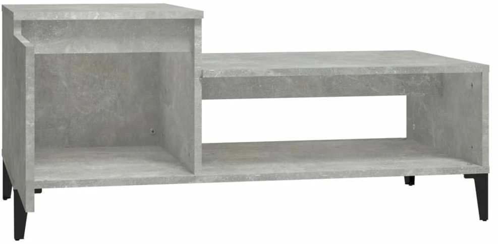 Kavos staliukas, betono pilkas, 100x50x45cm, apdirbta mediena