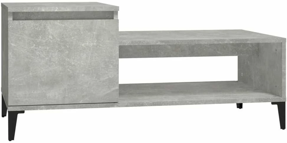 Kavos staliukas, betono pilkas, 100x50x45cm, apdirbta mediena