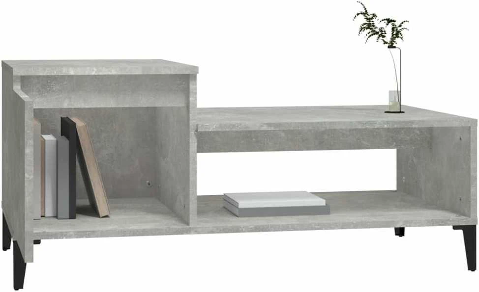 Kavos staliukas, betono pilkas, 100x50x45cm, apdirbta mediena
