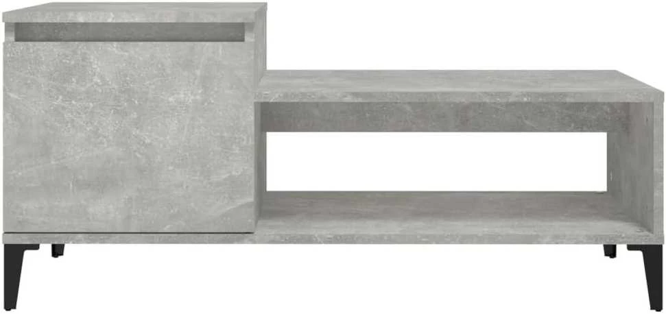 Kavos staliukas, betono pilkas, 100x50x45cm, apdirbta mediena