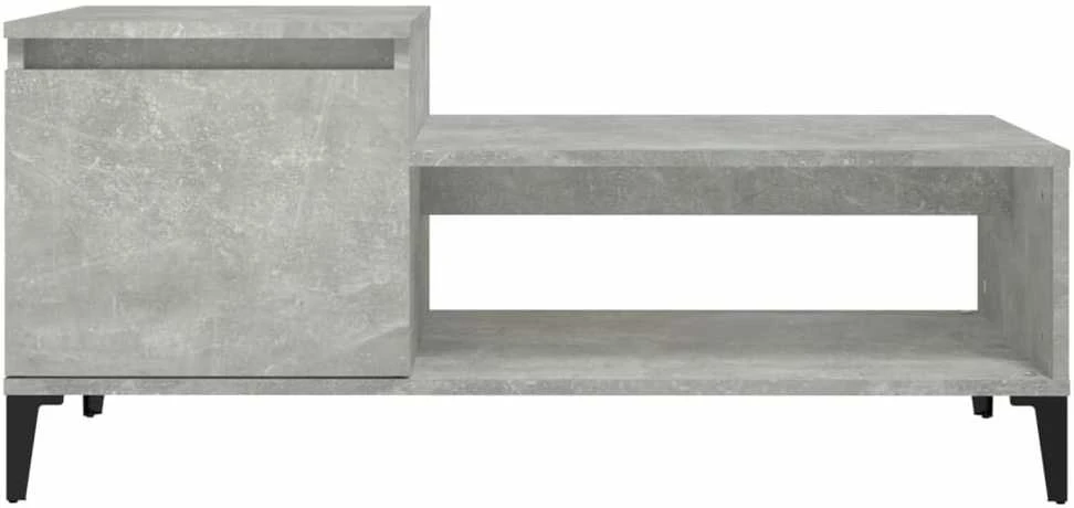 Kavos staliukas, betono pilkas, 100x50x45cm, apdirbta mediena