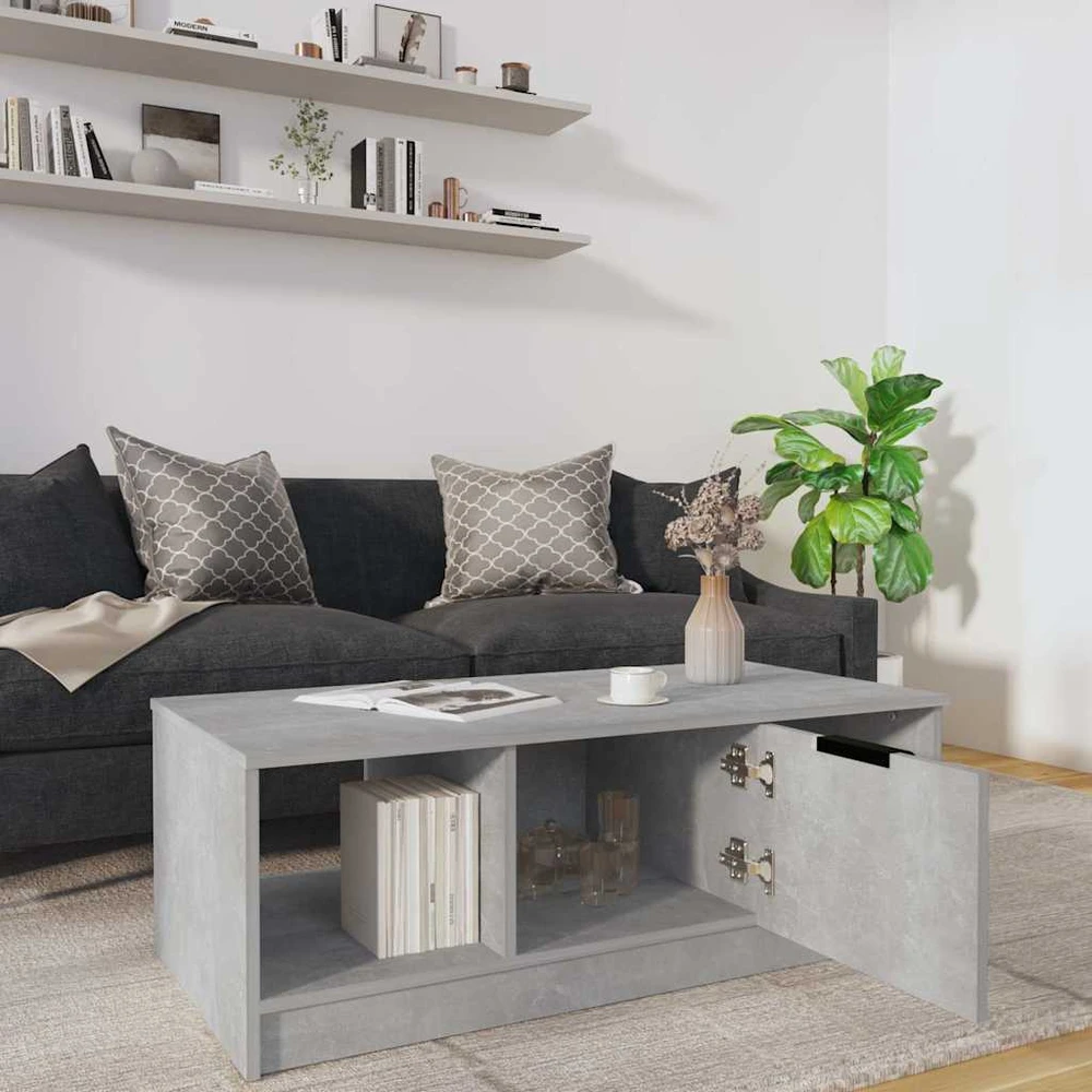 Kavos staliukas, betono pilkas, 102x50x36cm, apdirbta mediena