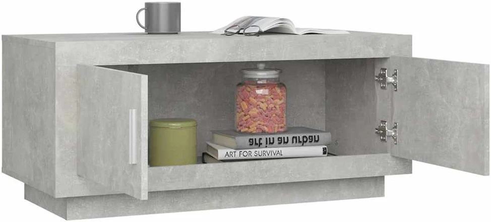 Kavos staliukas, betono pilkas, 102x50x45cm, apdirbta mediena