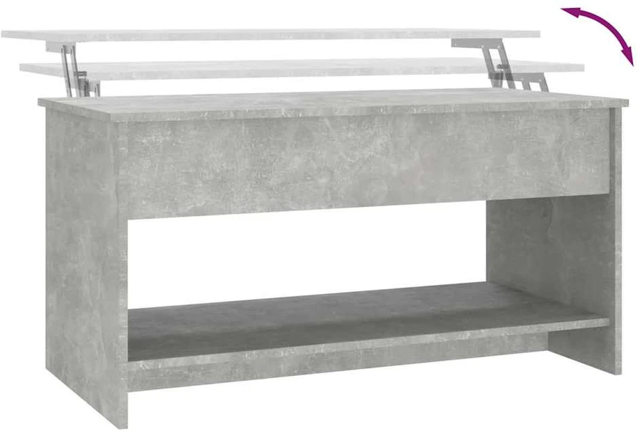 Kavos staliukas, betono pilkas, 102x50x52,5cm, apdirbta mediena