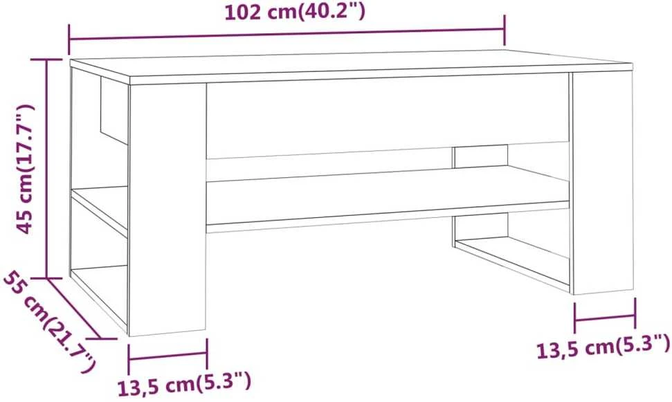 Kavos staliukas, betono pilkas, 102x55x45cm, apdirbta mediena