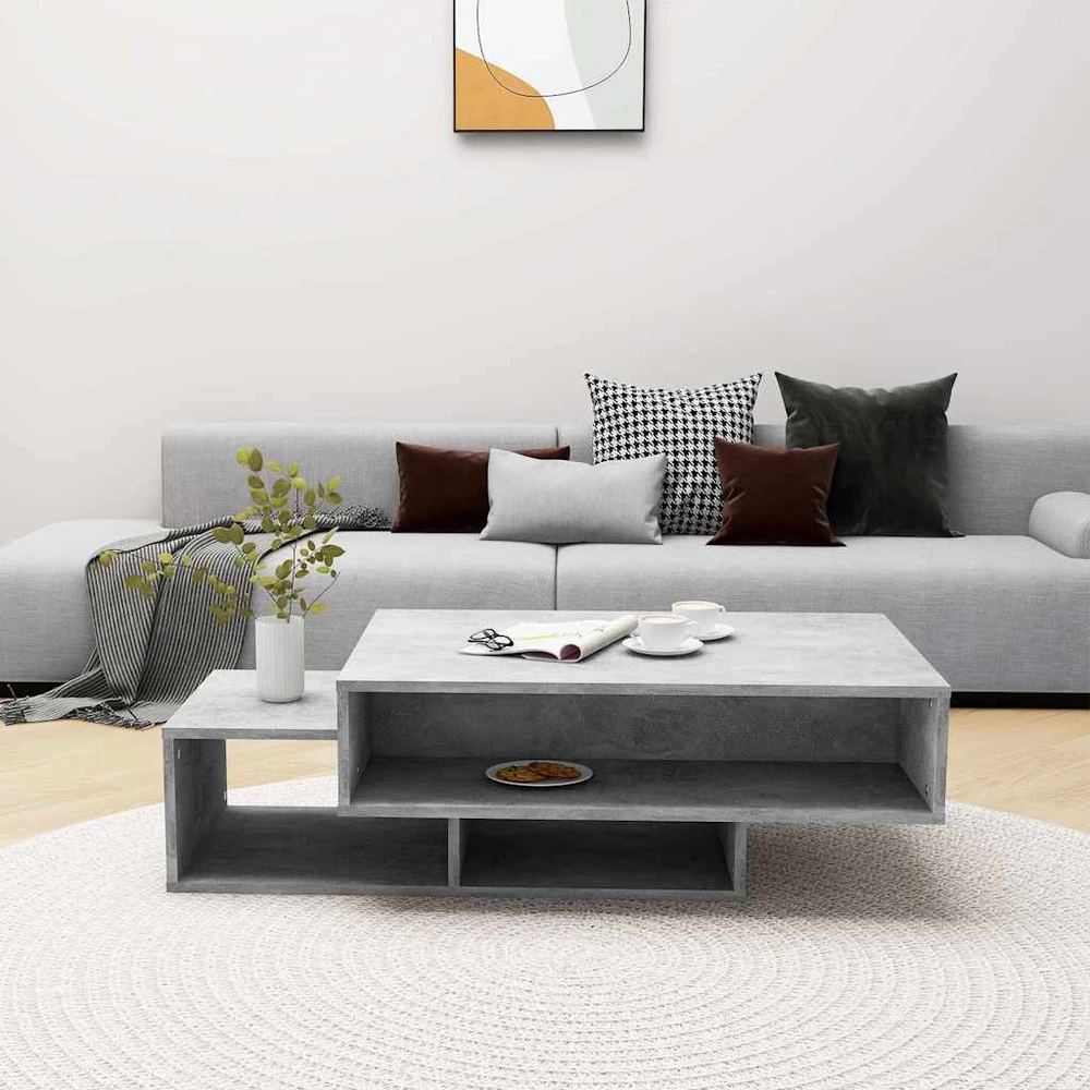 Kavos staliukas, betono pilkas, 105x55x32cm, apdirbta mediena
